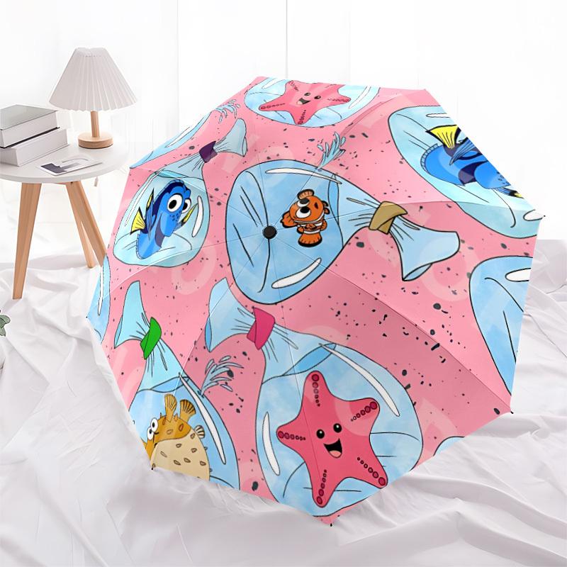 1pc Ocean Friends Automatic Opening and Closing Folding Umbrella with 8 Iron Ribs - Portable, Foldable for Travel yy251124042