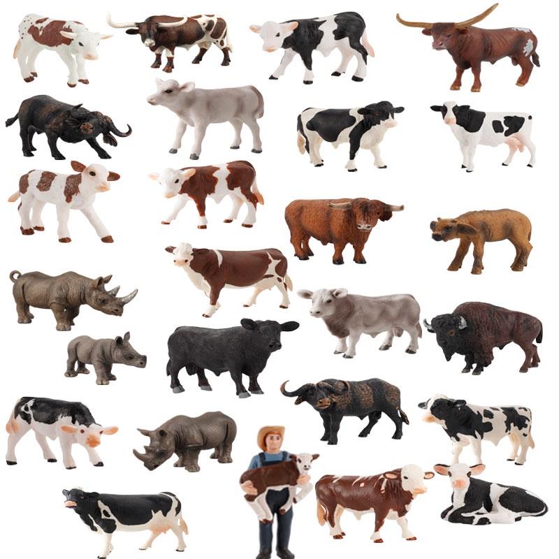 Educational Toy Animal Model Simulation Farm Animal Figures Kid's Gift Plastic Material Cow Category 14x8cm Size