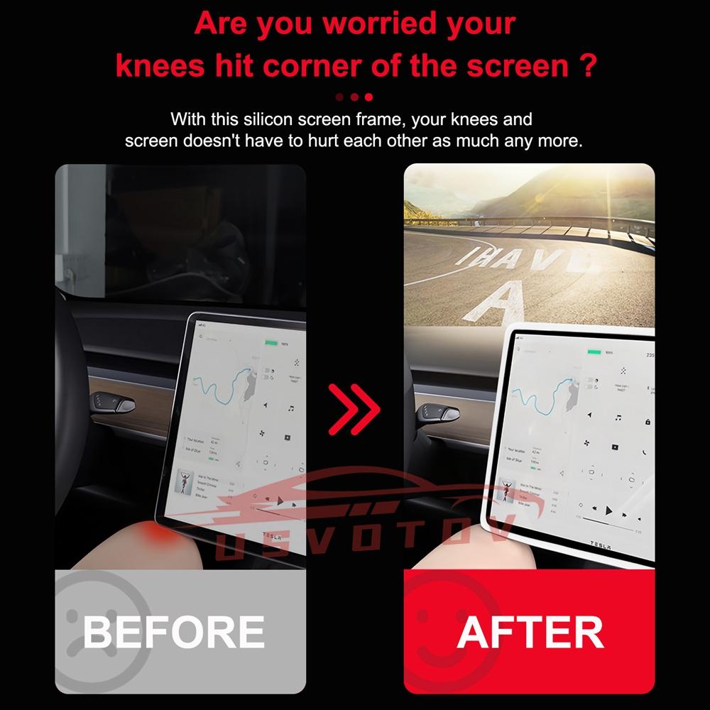 For Tesla Screen Protector Silicone Frame Display Edge Body Cover Central Control Accessories For Tesla Model 3 Y 2024 2025 2022
