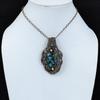 Copper Azurite Malachite Pendant Copper Wire Wrapped Gemstone Pendant Copper Jewelry Handmade Pendant Azurite Malachite Jewelry Gift For Him