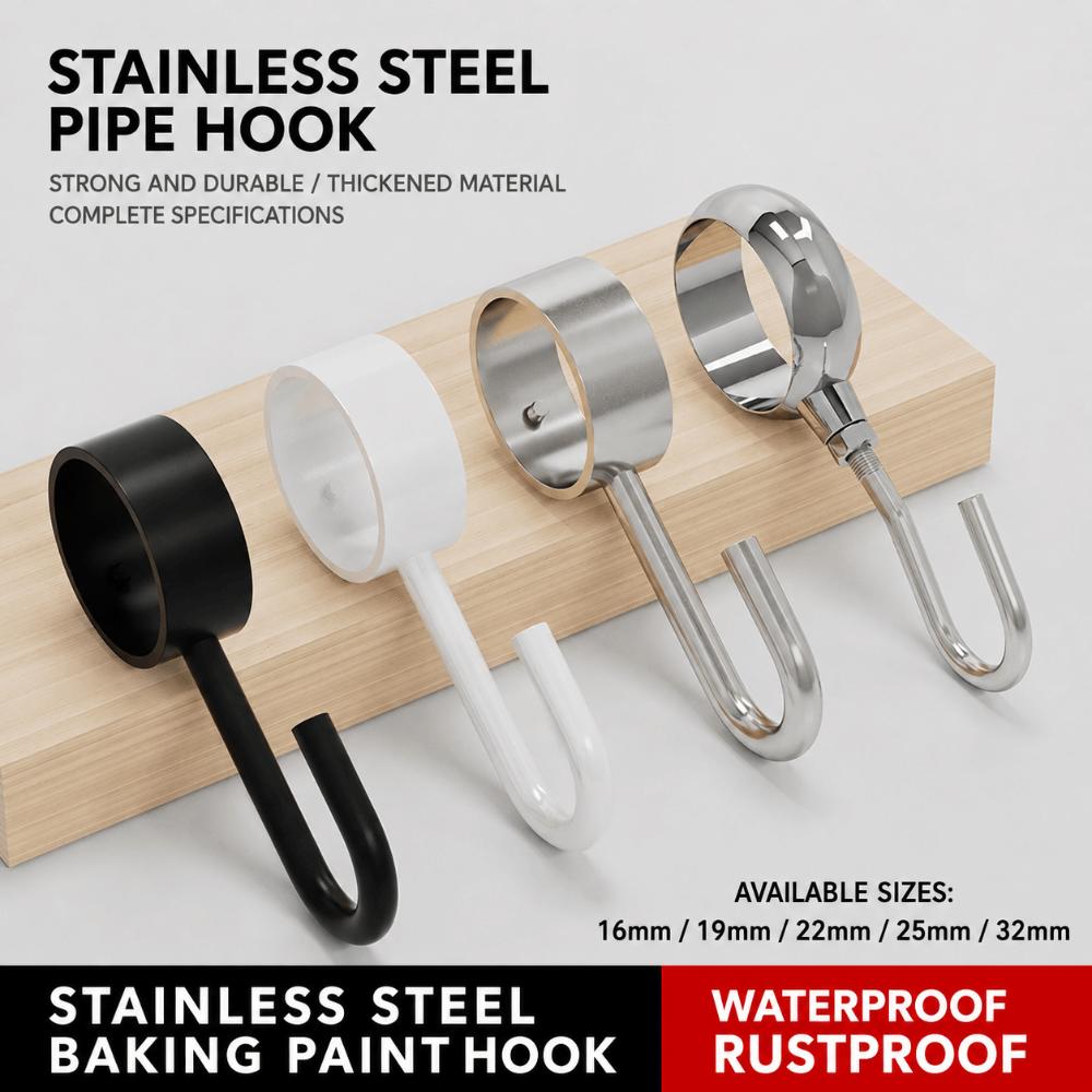 4pcs Rod Mount Pipe Hook Hanger Stainless Steel Hanging Pipe Hook Durable Tube Rod Hook Home