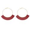 New Design Fashion Big Metal Hoop Faux Litchi Leather Earrings For Women Round Circle Ethnic Vintage Earrings Jewelry Gift