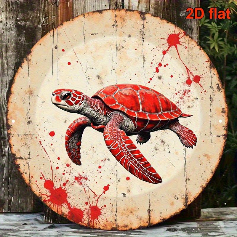 Red Sea Turtle Vintage Grunge Style Tin Sign Vintage Durable Metal Plaque Wall Decor Home Office Bar Man Cave Wall Art