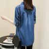 Женская рубашка-пальто с лацканами и длинными рукавами, свободная джинсовая рубашка средней длины, базовая верхняя одежда в повседневном стиле с карманами
