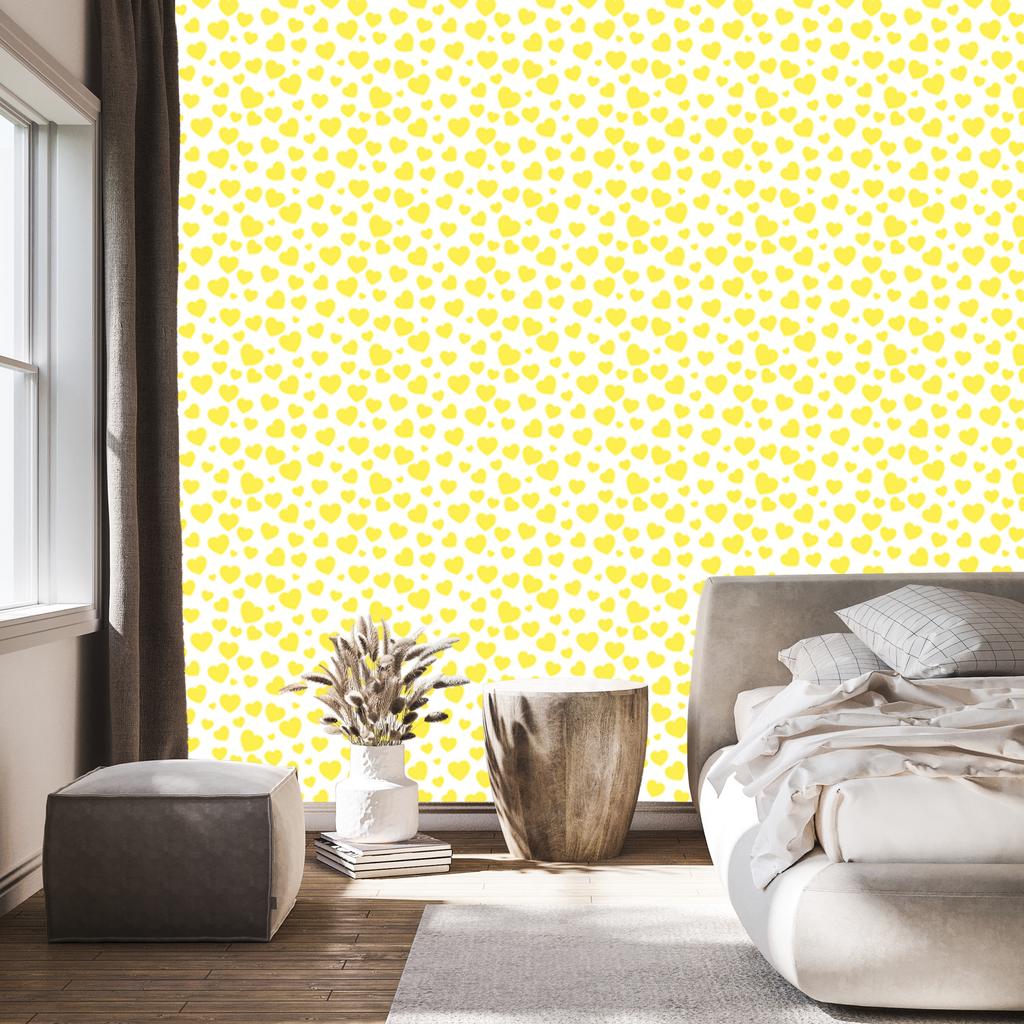 Cream, White and Yellow Hearts Wallpaper 50x1000