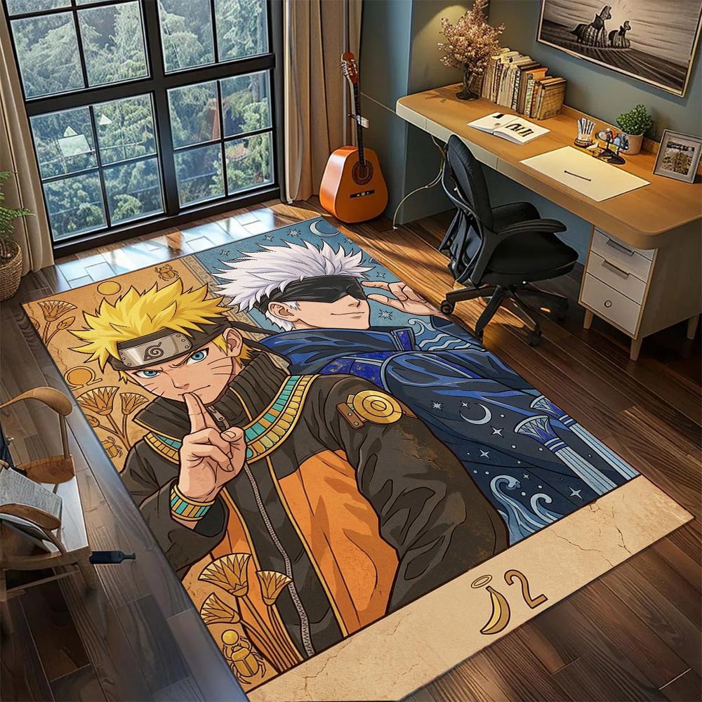 Naruto Anime Rug Carpet Non Slip Washable Floor Mat Large Area Rugs for Bedroom Gamer Room