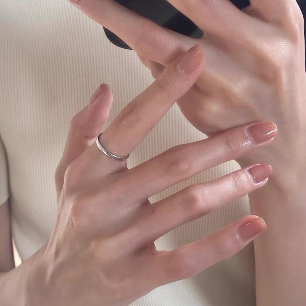 Korean Version Plain Ring Irregular 925 Sterling Silver Versatile Ring Women's Niche Ins Style Design Non-fading Combination Ring