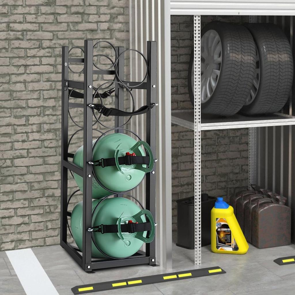 Refrigerant Tank Rack, with 2 x 30lbs and Other 3 Small Bottle Tanks, Cylinder Tank Rack 12.79x12.99x47.12 in, Refrigerant Cylinder Rack and Holders