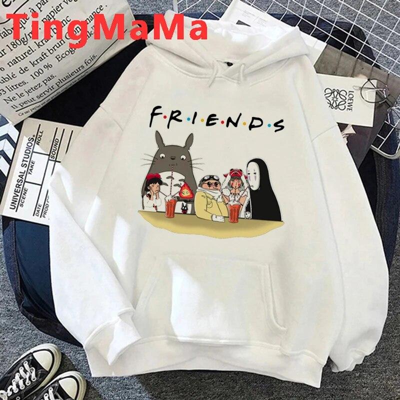Толстовки с капюшоном из японского аниме, женские толстовки с капюшоном Kawaii Miyazaki Hayao, уличная одежда с рисунком унисекс, толстовки в стиле Харадзюку, женские унисекс