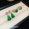 Серьги-гвоздики с изумрудным цирконом в форме тыквы, искусственный агат, серебряная игла. Новая китайская мода, серьги Guochao, женские