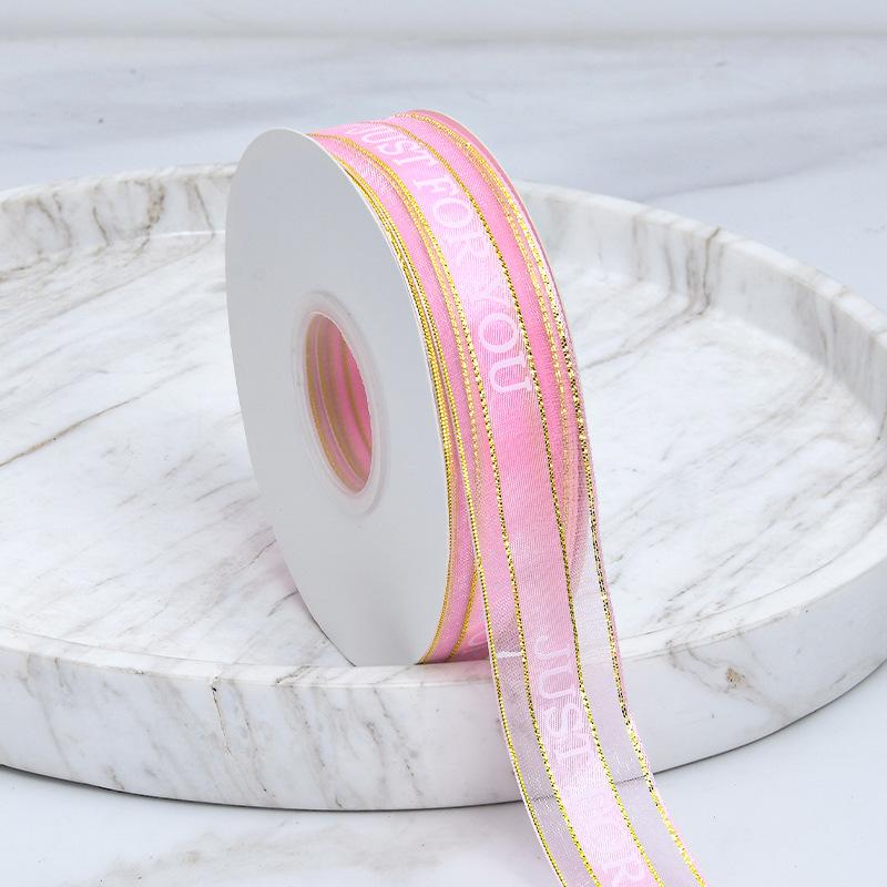 Декоративный романтический и уютный алфавит ручной работы с золотым краем из атласной пряжи, прозрачная лента, цветная лента для упаковки торта на день рождения, галстук, цветочные украшения