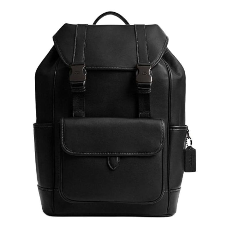 COACH League 29 Drawstring and Quick Buckle Closure Leather Backpack Large Men's Black