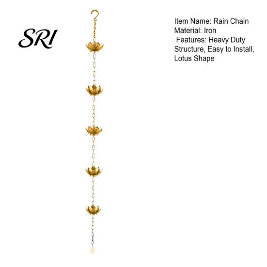 Heavy Duty Rain Chain Outdoor Lotus Metal Garden Hanging Easy to Hang Catcher Cups Outside Gutters Downspouts Replacement Decorative Iron