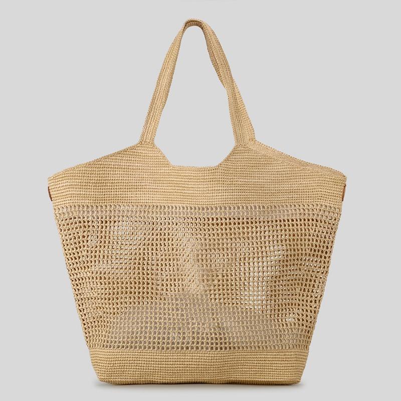 Niche Design Hand-woven Straw Bag Summer Seaside Travel Beach Bag Hollow-out Large Capacity Handbag