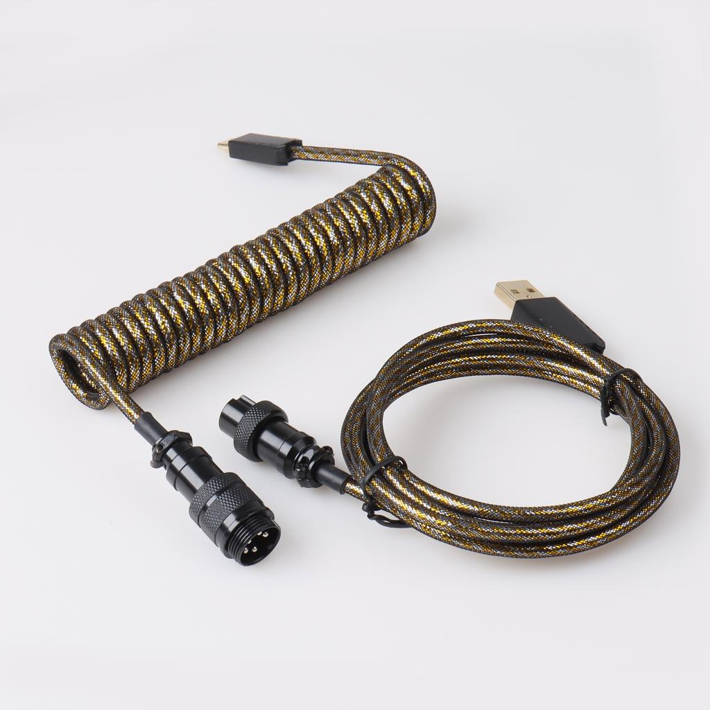 GX16 Coiled Keyboard Cable Type C Metal USB Coiled Cable for USB Keyboard