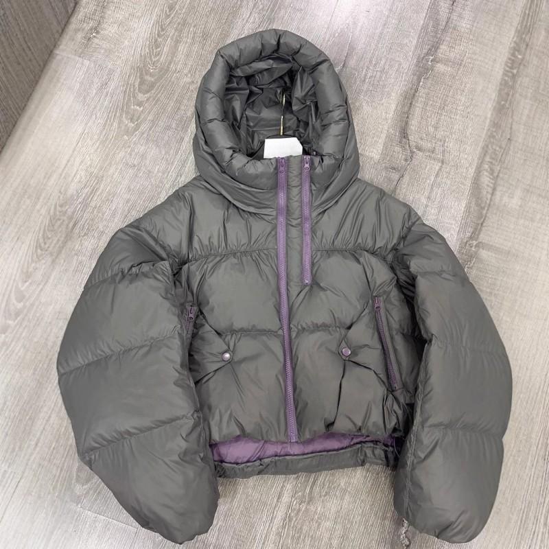 Thick Winter Hooded Cotton Puffer Jacket Women Oversized Short Coat With Dual Zipper Contrast Color Design