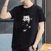 High-quality Summer New Men's Short-sleeved T-shirt Tide Loose Body Shirt Top T Kitten Print Short-sleeved