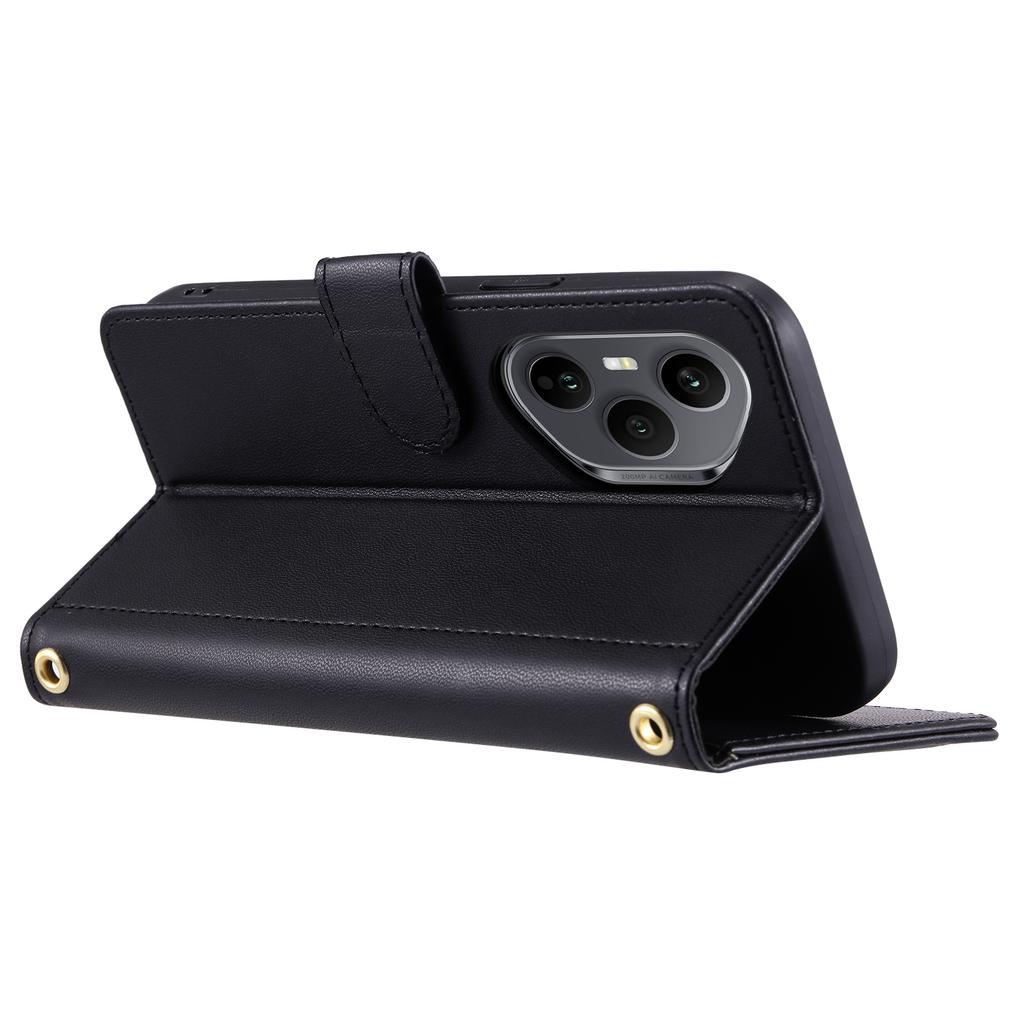 For Honor 400 Pro 5G (Global) Case Wallet Rhombus Grid PU Leather Phone Cover with Shoulder Strap/Wrist Strap