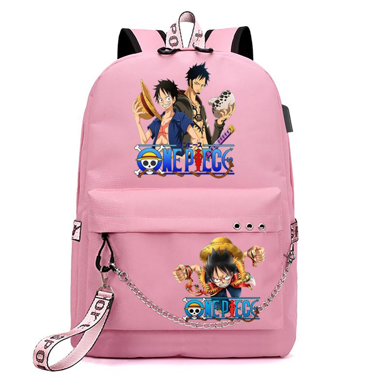 Школьная сумка-рюкзак USB с принтом One Piece для учеников начальной и средней школы, для мужчин и женщин, с лямками