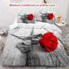 Red Rose Flower 3D Print Duvet Cover Luxury Romantic Theme Soft Bedding Cover Set Couple Valentine'S Day Gifts Bedroom Decor
