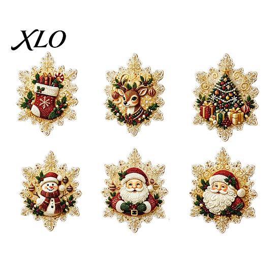 DIY Faux Pearl Art Kits 6Pcs/Set Fridge Magnets Kit, Christmas Snowman Tree Santa Painting Decor Magnets, Mosaic Refrigerator Decorative for