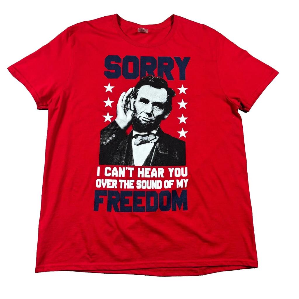 Abraham Lincoln Freedom Shirt Mens XL Red Founding Fathers Patriot America Tee