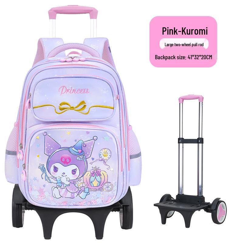 Large Trolley Backpack for Girls Grades 2-4-6, Ages 7-12, with Double Shoulder Straps