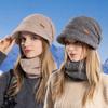 Winter Hat Scarf Suit Fleece Cold-Proof Warm Knitted Hat Women's Ear Wool Hat Velvet Thickening Ski Cap Skullies Beanies