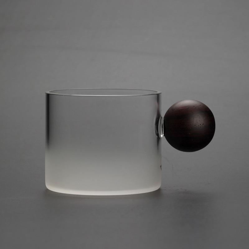 Стеклянная чашка для виски и вина с деревянной ручкой, офисная маленькая чайная чашка, кружка ручной работы, посуда для напитков