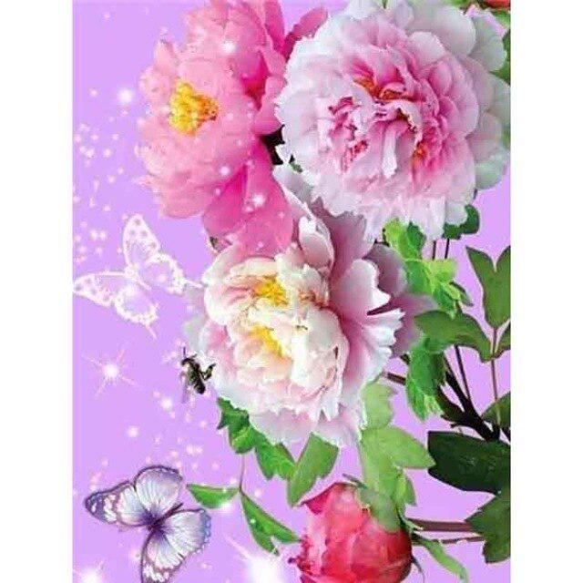 DIY 5D Diamond Painting Butterfly Full Round Drill Diamond Embroidery Flowers Cross Stitch