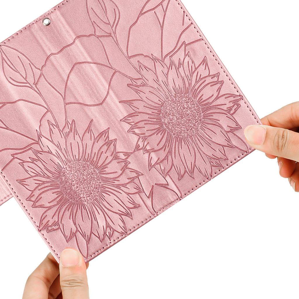 Защитный чехол из искусственной кожи с тиснением подсолнуха, держатель для магнитных карт, подставка, ремешок на запястье, флип-чехол для Moto G Stylus/G Power/E13/G73/G72/G62