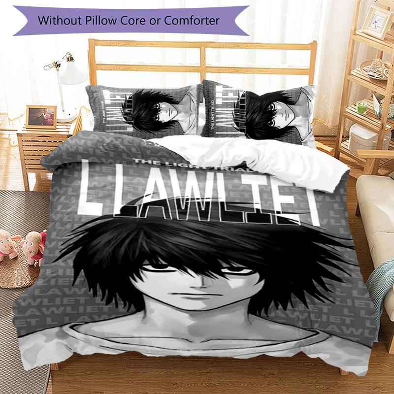 L 3pcs Bedding Set Duvet Cover Closure Includes 1 Duvet Cover & 2 Pillowcases for All Seasons Bedroom Home Dorm Decor