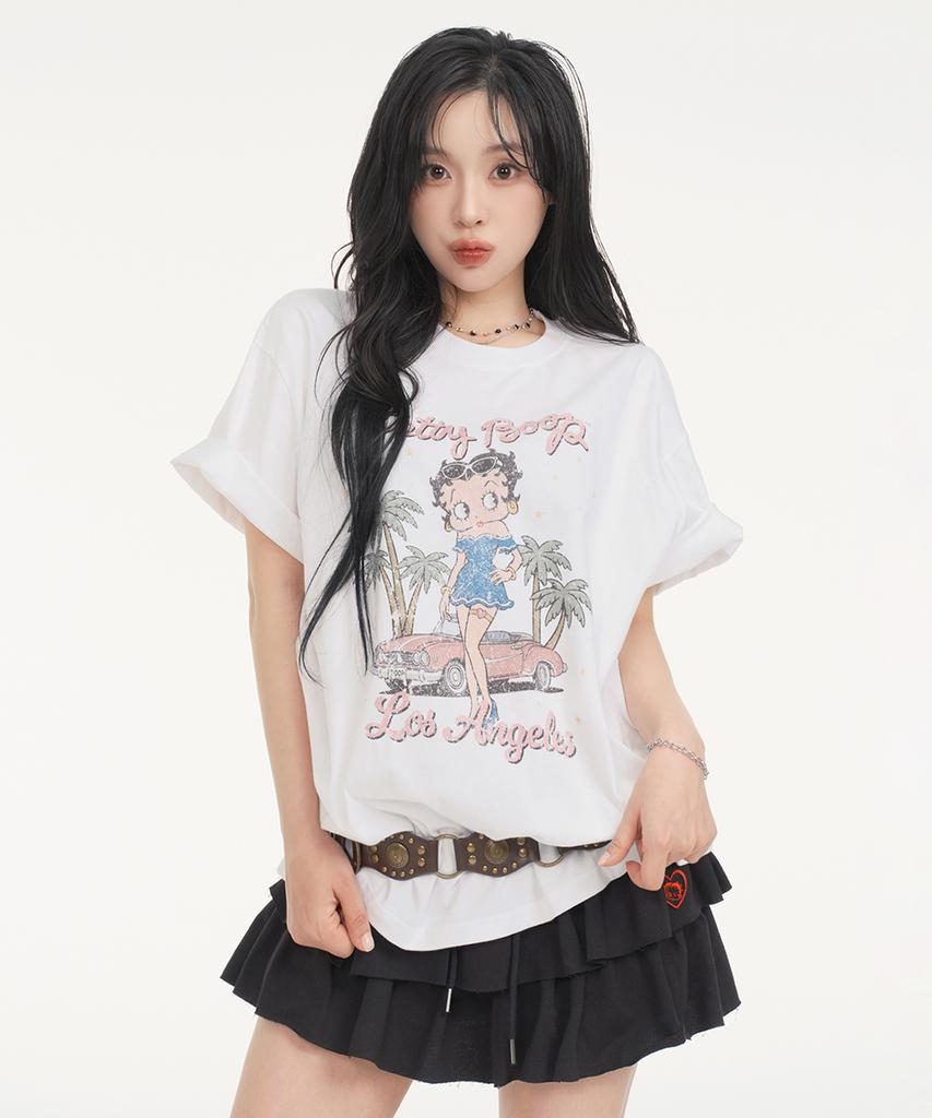 CNVS Betty Boop In La Oversized Short Sleeve T-Shirt_White