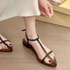 Fashion 2025 New Brand Women Sandal Fashion Narrow Band Flat Heel Ladies Gladiator Shoes Pointed Toe Ankle Buckle Zapatos Muje