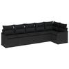 Ensemble de canapé de jardin 6 pièces avec coussins noir poly rattan, Canapé de jardin 2 places avec rangement et coussins 3354392