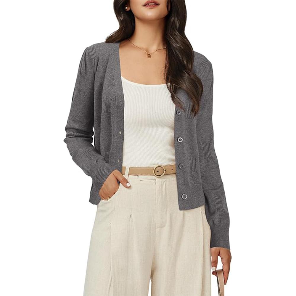 Women's Soft Cropped Cardigan Casual Lightweight Shrug Sweater Tops