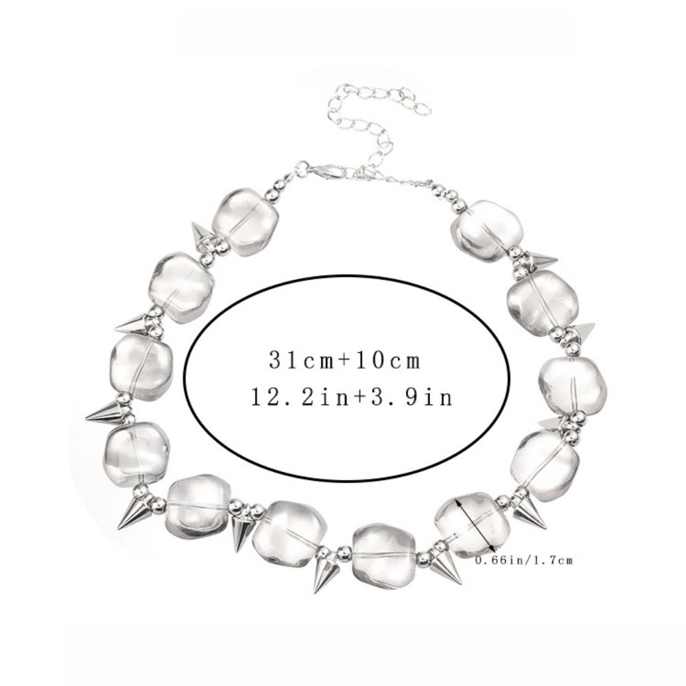 Готическое ожерелье с заклепками и бусинами, преувеличенный панк чокер, женская модная цепочка на ключицу для вечеринки