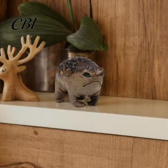 Micro Landscape Scene Props Weird Queer Grumpy Frog Toad Statue, Outdoor Garden Yard Decor American Country Style Ornament Fun Novelty Home