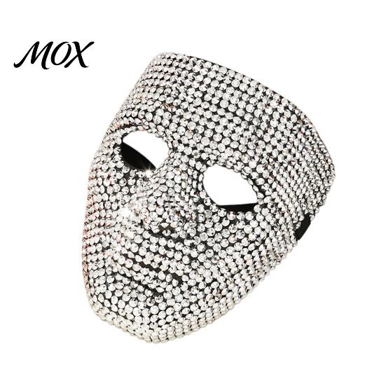 Wide Field of Vision Mask Halloween Rhinestone Full Face Mask, Sparkly Masquerade for High Visibility Dance Performance, Lightweight Hip Hop
