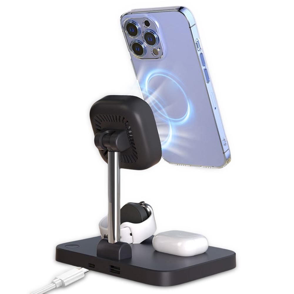 YN43 For iPhone/AirPods/Apple Watch Magnetic Wireless Charger Stand Built-In Cooling Fan
