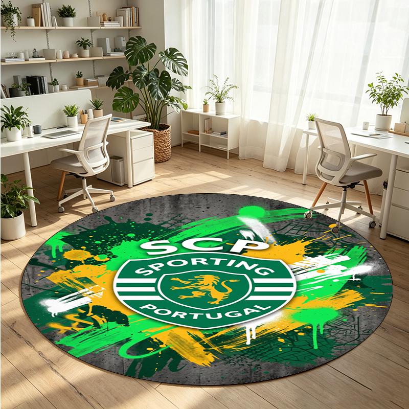 Sporting CP FC Printed Round Crystal Velvet Rug Soft Non Slip Floor Carpet For Bedroom Holiday Gift