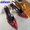 Fashion Footwear Wine Red Pumps Women High Heels Slides Shoes Female Slingbacks Fashion Pointed Toe Ladies Thin Heels Shoes Big Size