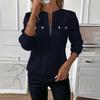 Women's Fashion Long Sleeve Solid Color Pullover Casual Zipper Sweatshirt