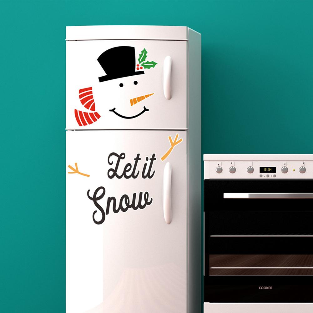 2024 New Christmas Snowman Expression Magnetic Refrigerator Sticker DIY Cartoon Garage Door Waterproof Wall Sticker Decoration