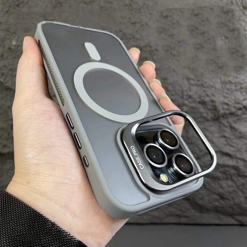 Роскошный чехол с металлическим кольцом для объектива Magsafe, магнитный чехол для телефона для IPhone 15 12 13 14 11 Pro Max, защитное стекло для камеры, мягкий чехол