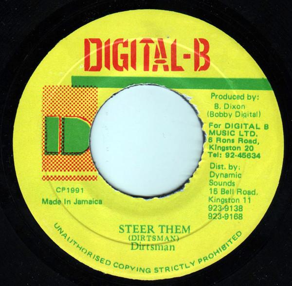 7-дюймовая пластинка DIRTSMAN Steer Them NONE DigitalB 1991 Ямайка Регги Ска Даб Б/у