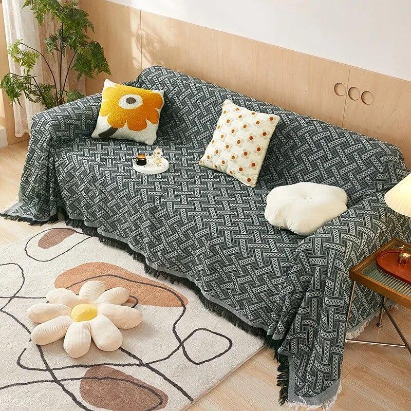 Покрывало для дивана Nordic Double Mat Ins Minimalist Anti Slip Solid Color Sofa Towel Двустороннее всесезонное покрывало для дивана