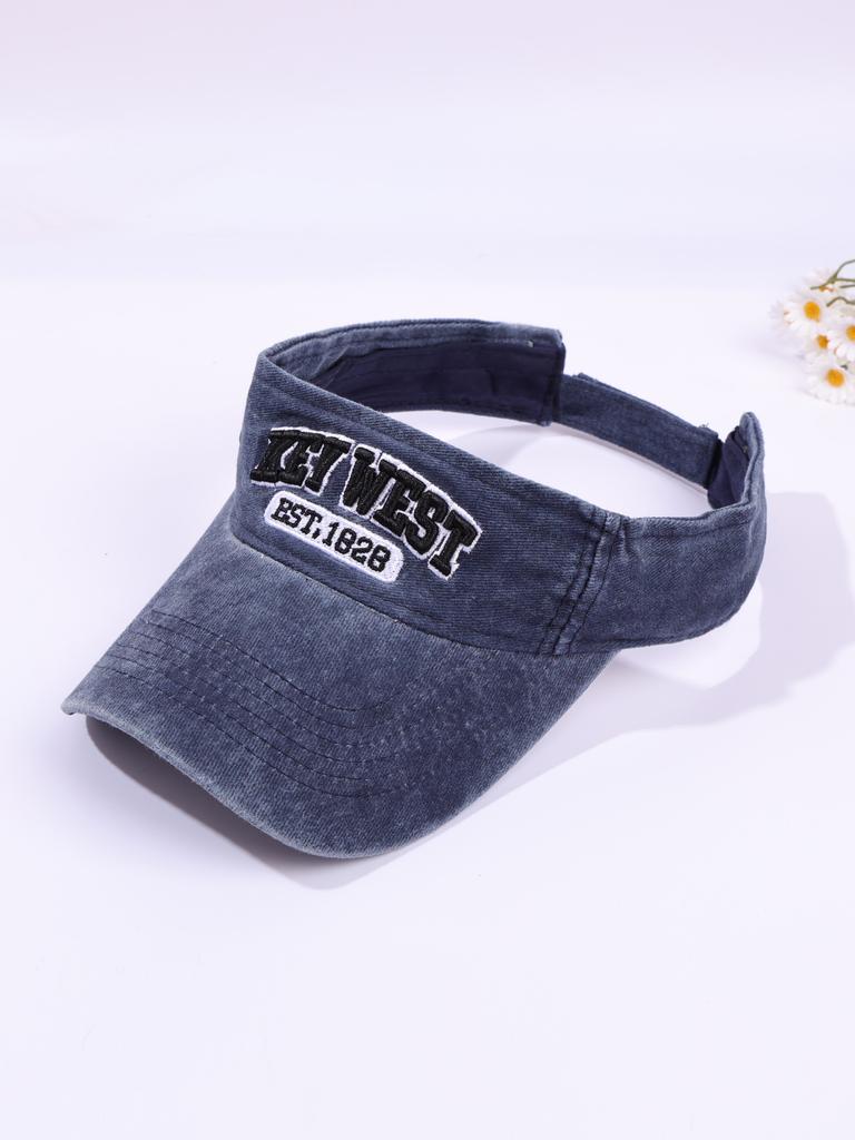 Retro Embroidered Letters Hollow Top Hat & Sun Protection Duckbill Hollow Top Cap - Breathable Sun Hat for Women/Men
