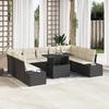 VidaXL 10-piece Garden Sofa Set Black Poly Rattan, Trendy Garden Sofa, Modular Outdoor Lounge 3357980