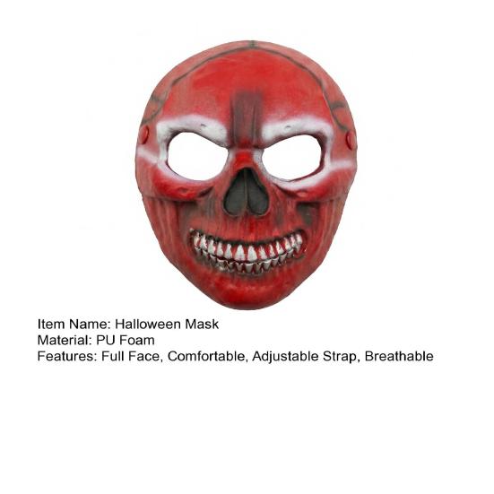 Adjustable Adult Skull Mask Halloween Blood Mask, Elastic Strap Party Lightweight PU Foam Horror for Cosplay Decoration Scary